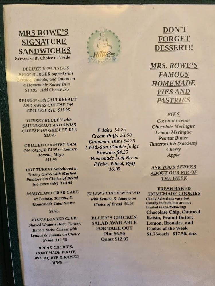 Mrs. Rowe's Family Restaurant & Catering Menu image 1