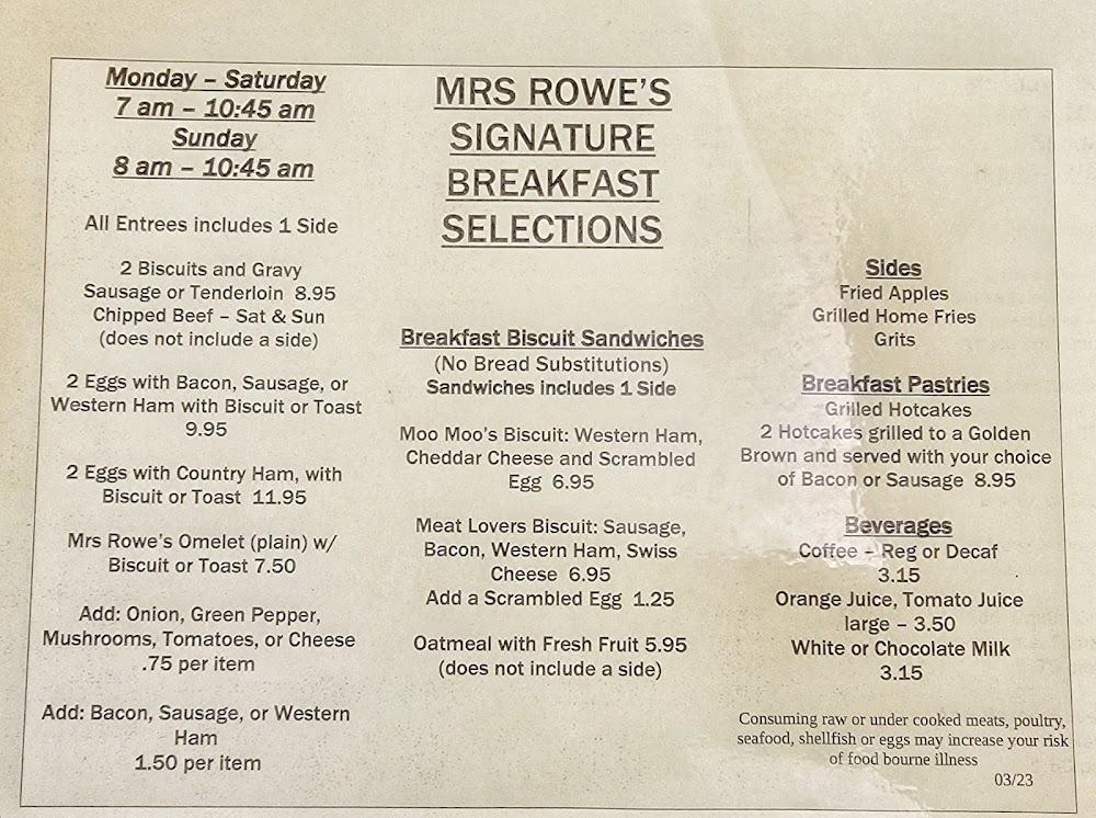 Mrs. Rowe's Family Restaurant & Catering Menu image 2